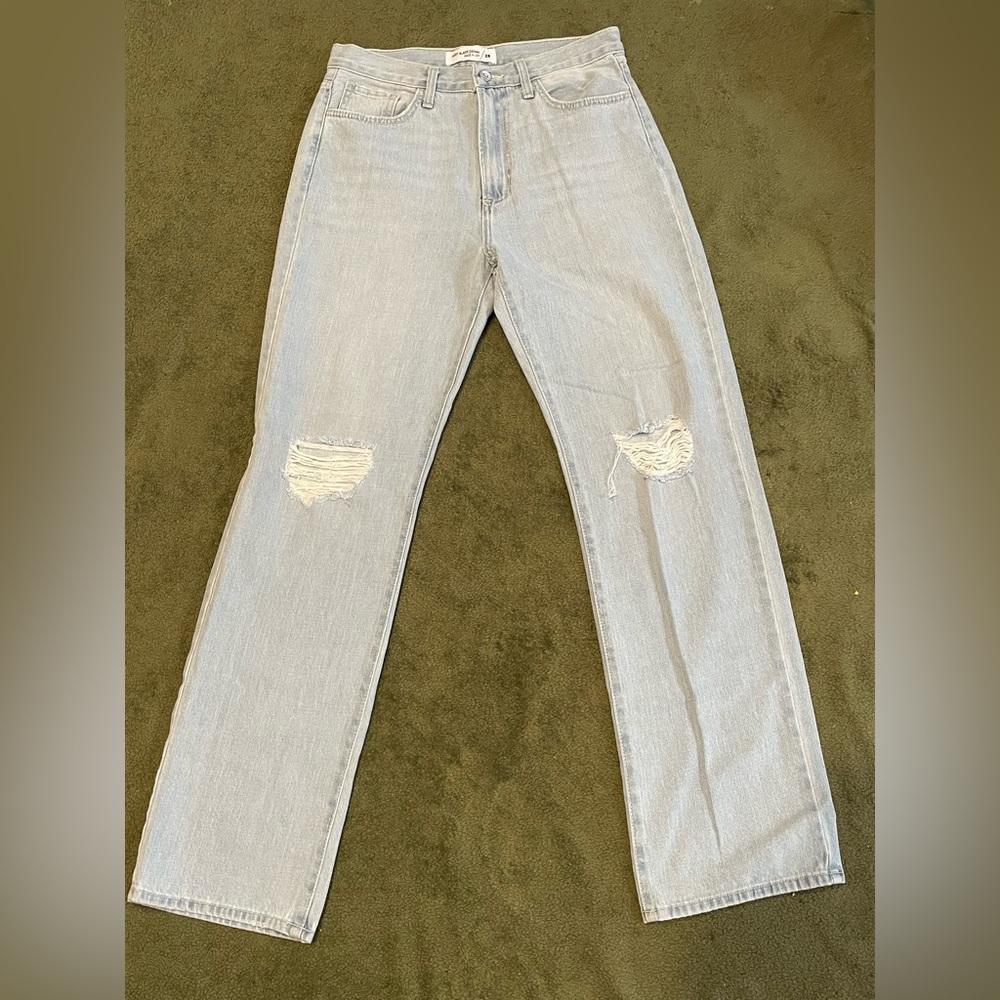 Just Black Pale Blue Distressed Wide-Leg Jeans